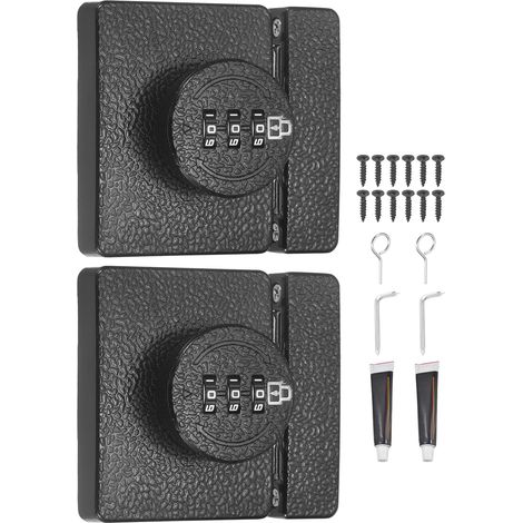 2Pcs Serrure À Combinaison Pour Portes Coulissantes Noir Brillant (1/5)