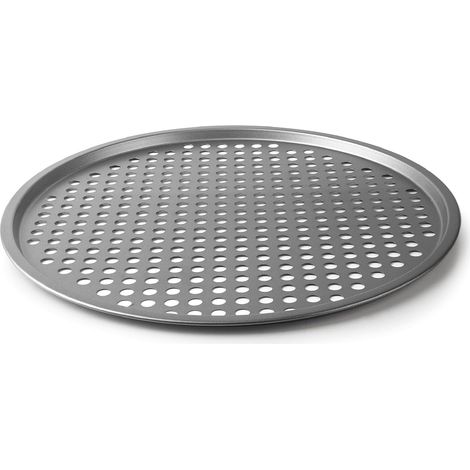 1 Moule à pizza, Acier au carbone, Antiadhésif sans PFOA, Micro-perforé, Pour four réfrigérateur congélateur, Ø33,5 cm
