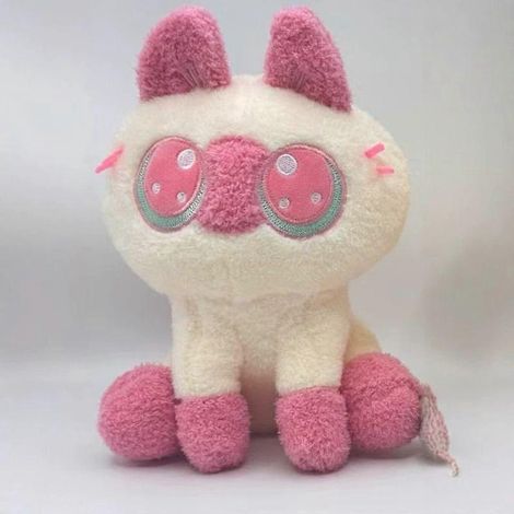 Peluche con forma de gato para perros, figura de gato sentado con diseño de gato codicioso de dibujos animados, suave compañero de peluche para jugar y abrazar. (1/4)