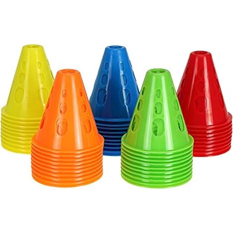 Cones Sportifs - 3 Pouces - Plastique Souple - Antidérapants et Aérés - Pour Entraînement Agility Football Basket Roller Skating - 50 Pièces (1/3)