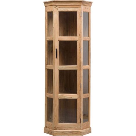 Made In Meubles – Vitrine d'angle en bois d'acacia 180x73x64 cm – Détails en métal – Charme authentique pour salon ou bureau (1/5)