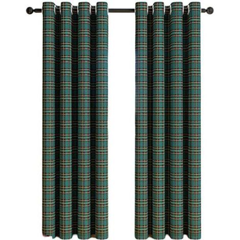 Rideaux Panneaux à Carreaux Écossais et Rayures - Filtration Lumière - Style Maison de Campagne - pour Cuisine/Salon (1/4)