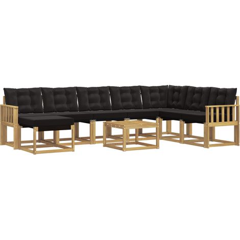 Ensemble de canapés d'extérieur 9 pc Blanc et noir vidaXL (1/5)