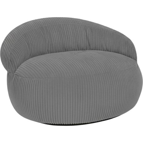 Pouf XXL déhoussable en velours côtelé BANANAIR 110x100 cm gris foncé