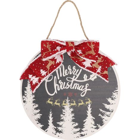 Panneau de Bienvenue en Bois de Noël - Décoration Murale Ronde Style Arbre et Lettres