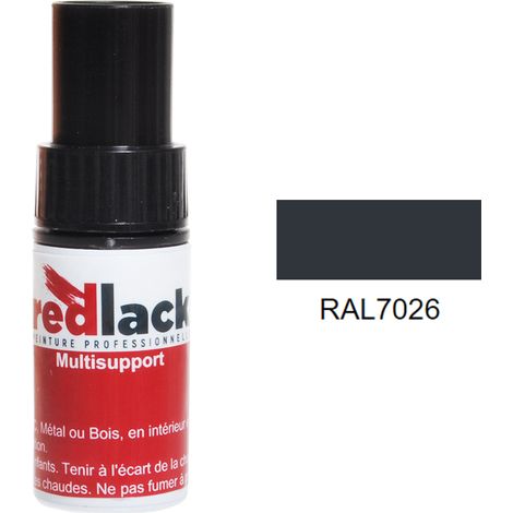 Flacone per ritocchi con pennello 9ml – RAL 7026 – Grigio granito – lucido – multisupporto – Redlack
