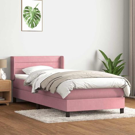 Boxspringbett mit Matratze Rosa 80x220 cm Samt