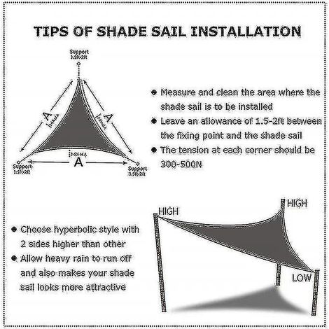 Voile d'ombrage triangulaire imperméable, 10 tailles, pour jardin, terrasse ou fête en extérieur. Protection solaire optimale (95 % UV). Corde incluse. Jm5-4x4x5,7M-Orange. (1/3)