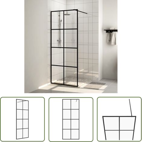 The Living Store Paroi de douche avec verre ESG transparent 80x195 cm Noir - Pare-douche Italienne - Mur De Douche - Cabine De Douche - Douche Transparente - Pare-douche Design (1/5)