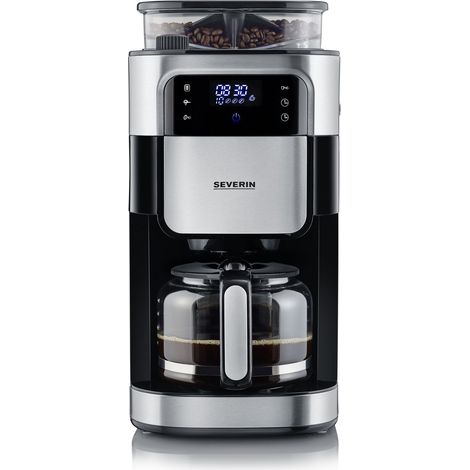 Cafetera con molinillo de goteo, jarra de cristal 1,25 L SEVERIN KA 4813 Acero inoxidable cepillado / negro 1000 W (1/5)