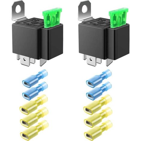 2er-Pack 30A 12V DC SPST Sicherungsrelais für PKW und LKW - 30A ATO/ATC Relais-Schalter (8 Nylon-Anschlüsse), 5 Pins (1/5)