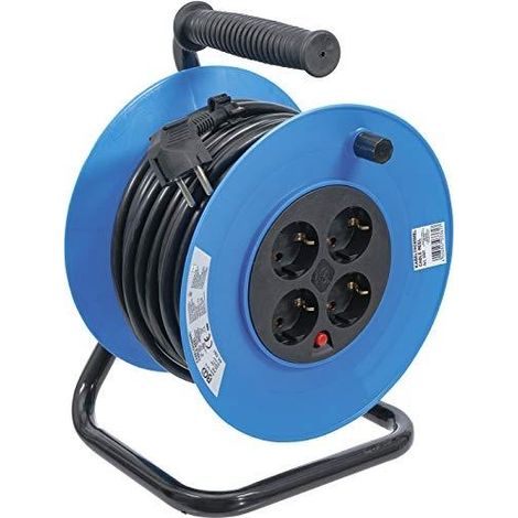 BGS 3361 Carrete eléctrico 25 metros negro 4 tomas