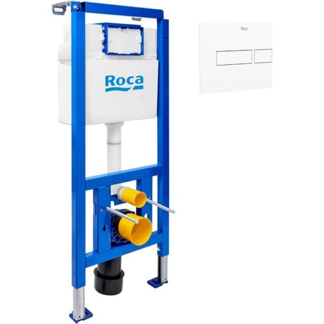 Vorwandelement für Wand-WC, Leichtbauwandinstallation, Höhe 112 cm, Spülung 2/4–6 L + weiße Betätigungsplatte (ROW02-IN)