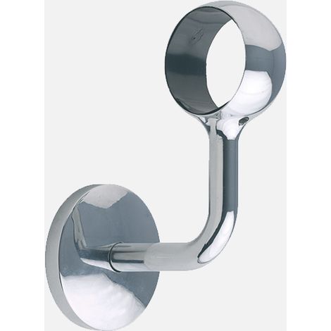 Burger – Support de main courante en aluminium – Finition chromée – Pose murale intérieure – Compatible tube de main courante et accessoires