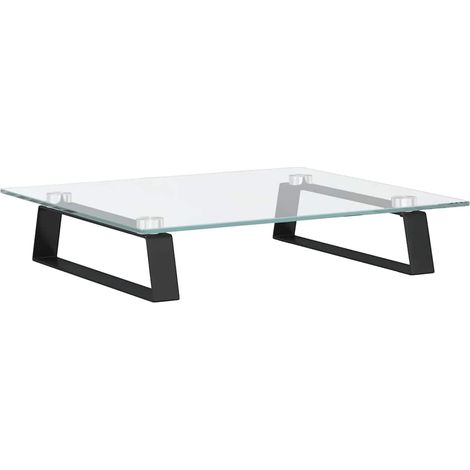 Supporto per monitor da tavolo mobile da scrivania 40 x 35 x 8 cm vetro temperato e metallo nero 020044862