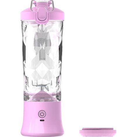 Portable Milkshake et Smoothie Blender 600ML 4000mAh Mini Blender avec 6pcs Lames 3D et Brosse, USB Rechargeable Multifonction Blender pour Fruits Légumes, Voyage, Camping 1pc Violet (1/5)