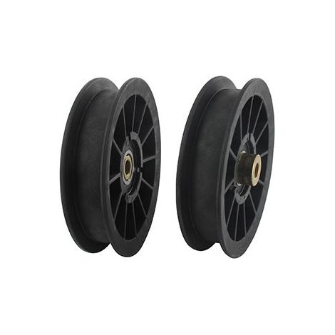 Polea de ranura plana con rodamiento y buje desplazado adaptable para Bunton - H: 24,6 mm, ø: ext: 117,3 mm, ø: int: 9,5 mm. Reemplaza