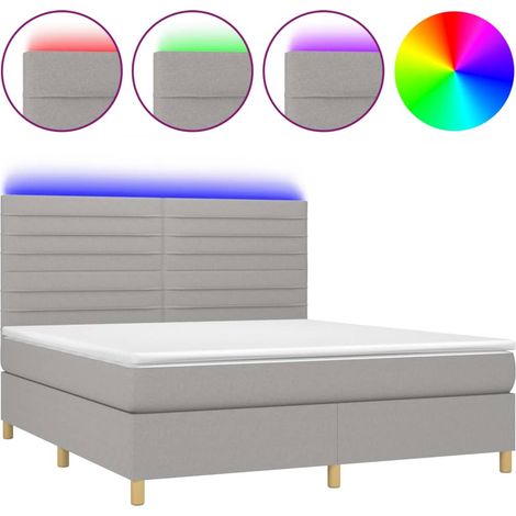 Maison Exclusive - Letto a Molle Materasso e LED Grigio Chiaro 180x200 cm Tessuto