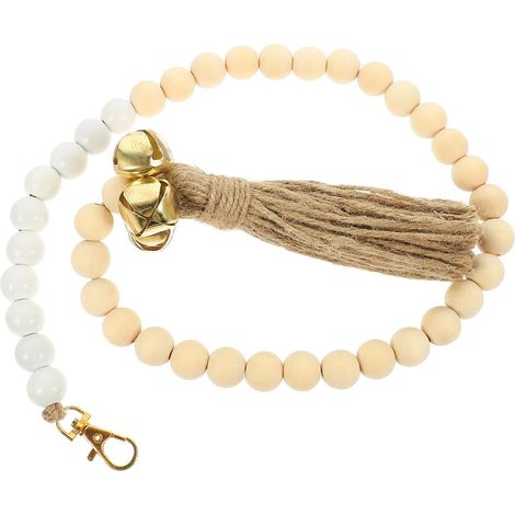 Sonnette pour Chien Corde en Bois Blanc et Perles, Design à Pression Facile à Installer, pour Dressage et Décoration de Porte (1/5)