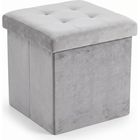 Samtige Puff mit Stauraum, klappbar, 38 x 38 x 38 cm (1/5)