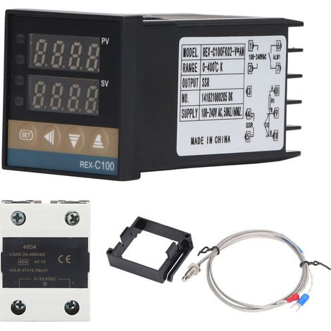 Set of 3 PID digital temperature controllers, thermocouple relay module 0 to 400 ℃, 100 to 240 V, 40 A (1/5)