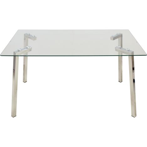 Metall/Glas Esstisch+90977, Füße: Edelstahl. 140x80x75cm-Glas: 8mmpour Alle Stile, um dem Haus eine Note zu verleihen