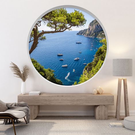 Stickers Trompe l'oeil Arche ronde - Vue mer - Diamètre 30 cm (1/4)