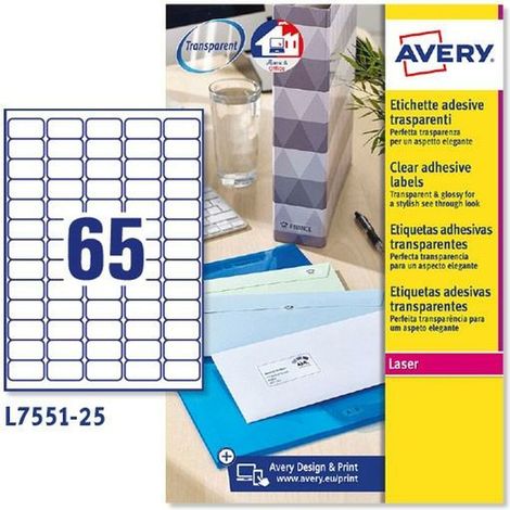 Avery L7551-25 etiqueta de impresora Transparente (1/2)