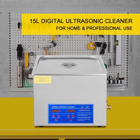 Nettoyeur à ultrasons 15L en acier inoxydable avec chauffage et minuterie numérique pour bijoux usage pro et domestique (1/5)