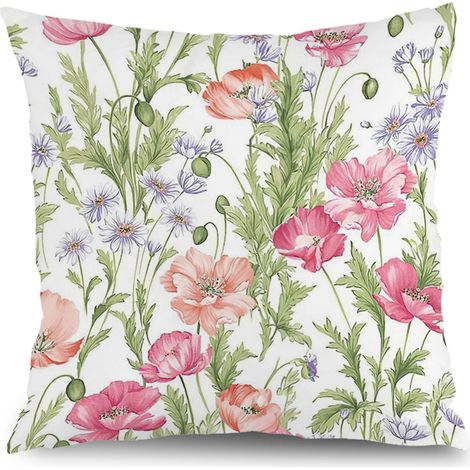 Housse de coussin floral été, décoration intérieur élégant,50×50cm (1/5)