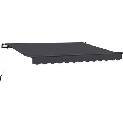 Store banne rétractable gris anthracite, 250 x 200 cm, en tissu. (1/5)