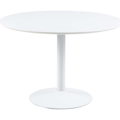 Table de salle à manger ronde Ø110 cm blanche – Design moderne – Matériaux de haute qualité – Pour intérieur élégant (1/5)