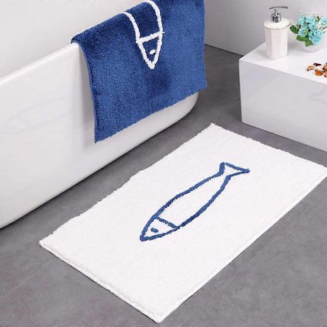 Tapis de bain polyester 40x60 cm antidérapant blanc (1/4)