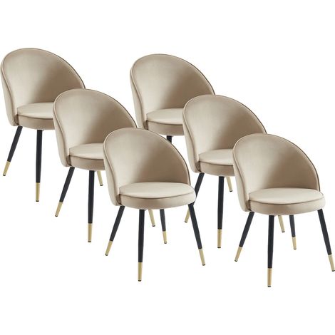 Lot de 6 chaises en velours et métal - Beige - MAYLINA (1/5)