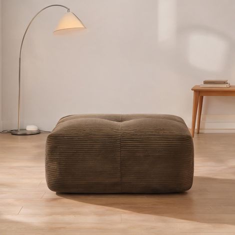 Pouf ottoman modulaire en velours côtelé marron 92,5 x 75 x 40 cm (1/5)