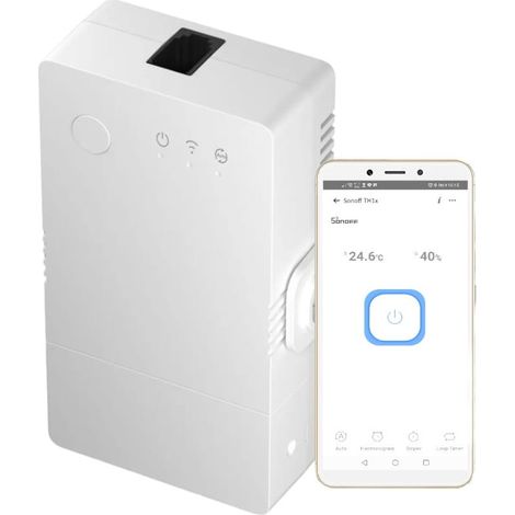 Transmisor WiFi Sonoff THR316 TH Origin con función de medición de temperatura y humedad. (1/5)