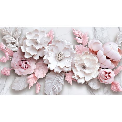 Papier peint panoramique - Fleurs 3D - 130 cm x 73 cm (1/2)