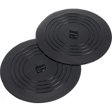 Bouchon de vidange universel en caoutchouc de silicone, 15,2 cm, pour cuisine, salle de bain, évier, lavabo, baignoire, bouchon de vidange pour voyage, 2 pièces noir (1/5)