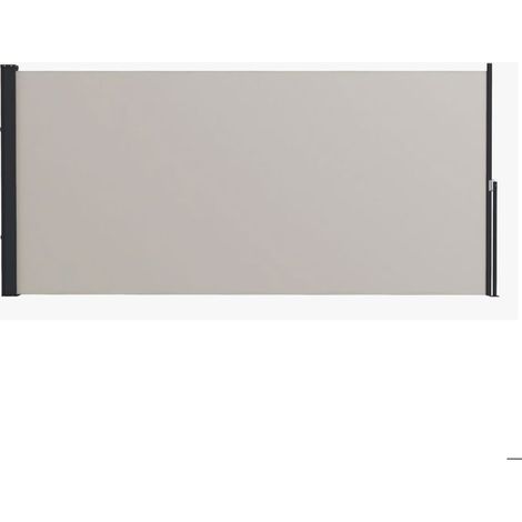 Parasol 300 x 140 cm store latérale extensible protection UV brise-vent métal polyester gris clair (1/5)