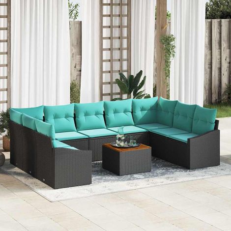 Set Divano da Giardino 10 pz Nero polyrattan vidaXL (1/5)