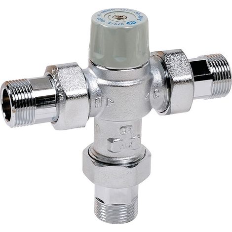 Thermador – Mitigeur de lavabo thermostatique réglable 30-50°C – Corps laiton nickelé – Sécurité active – Débit max 1,2 m3/h – Raccords mâles démontables (1/4)