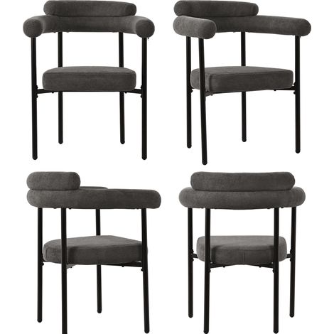 Set tavolo da pranzo con 4 sedie in velluto grigio 140 x 80 x 75 cm gambe in metallo MDF MODENUIT (1/5)