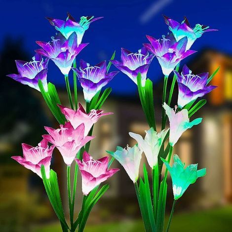Lampes solaires de d'extérieur jardin,Couleurs Changeantes,Lampe Solaire pour Jardin, Patio, Allée de Décoration,Lot de 4 (1/5)