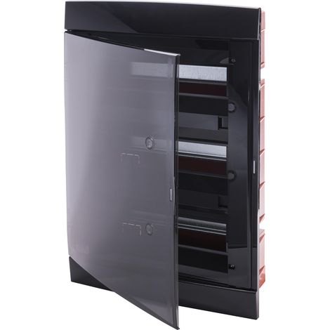 Gewiss – Tableau de commande encastré 36+3 modules – Préparé pour bornier 330X493X28mm – Noir avec porte fumée – Coffret de communication