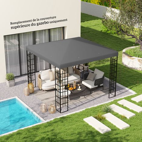 Toile de rechange gris anthracite 3x3m pour pergola, avec protection anti-UV UPF30+, œillets d'évacuation d'eau et résistance aux intempéries. (1/5)