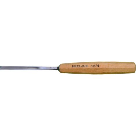 Gouge de sculpteur en V (burin) 6 mm, manche bois - EMILE PEYRON - 16126