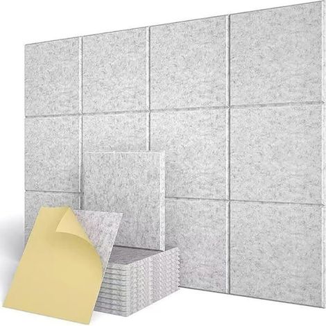 Panneaux acoustiques autocollants - 12 feuilles absorbantes - 30 x 30 cm - Polyester haute densité - Pour studio, bureau et (1/4)