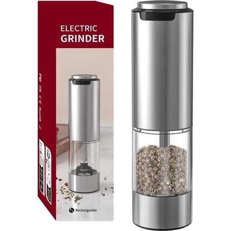 Molinillo de pimienta automático, recargable por USB, con tamaño de molienda ajustable, KYMQ-37A (1/2)