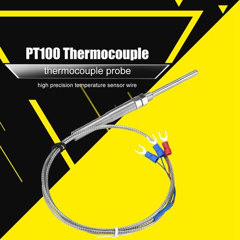 Sonde de température PT100 à résistance platine, filetage M8, 50 mm, thermocouple, câble 1 m, plage 0-400 °C (1/5)