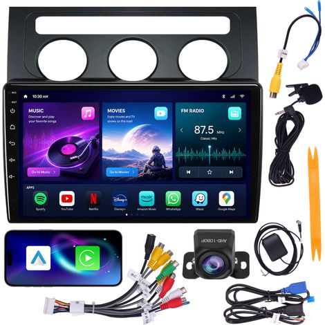 Autoradio 10" Volkswagen Touran 2003-2010 Quad-Core 4+64G CarPlay Android Auto WiFi 6 GPS Bluetooth Caméra AHD (1/5)